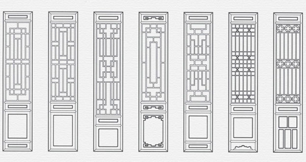 化隆常用中式仿古花窗图案隔断设计图